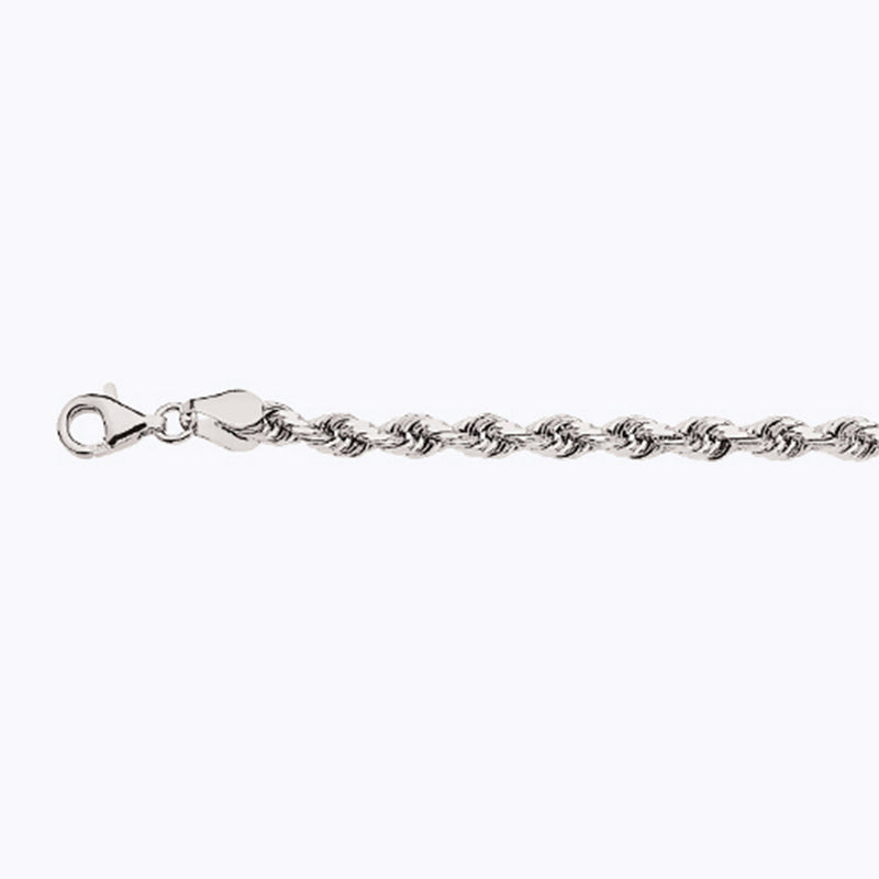 14K 4MM WHITE GOLD SOLID DC ROPE 26" CHAIN NECKLACE (AVAILABLE IN LENGTHS 7" - 30")