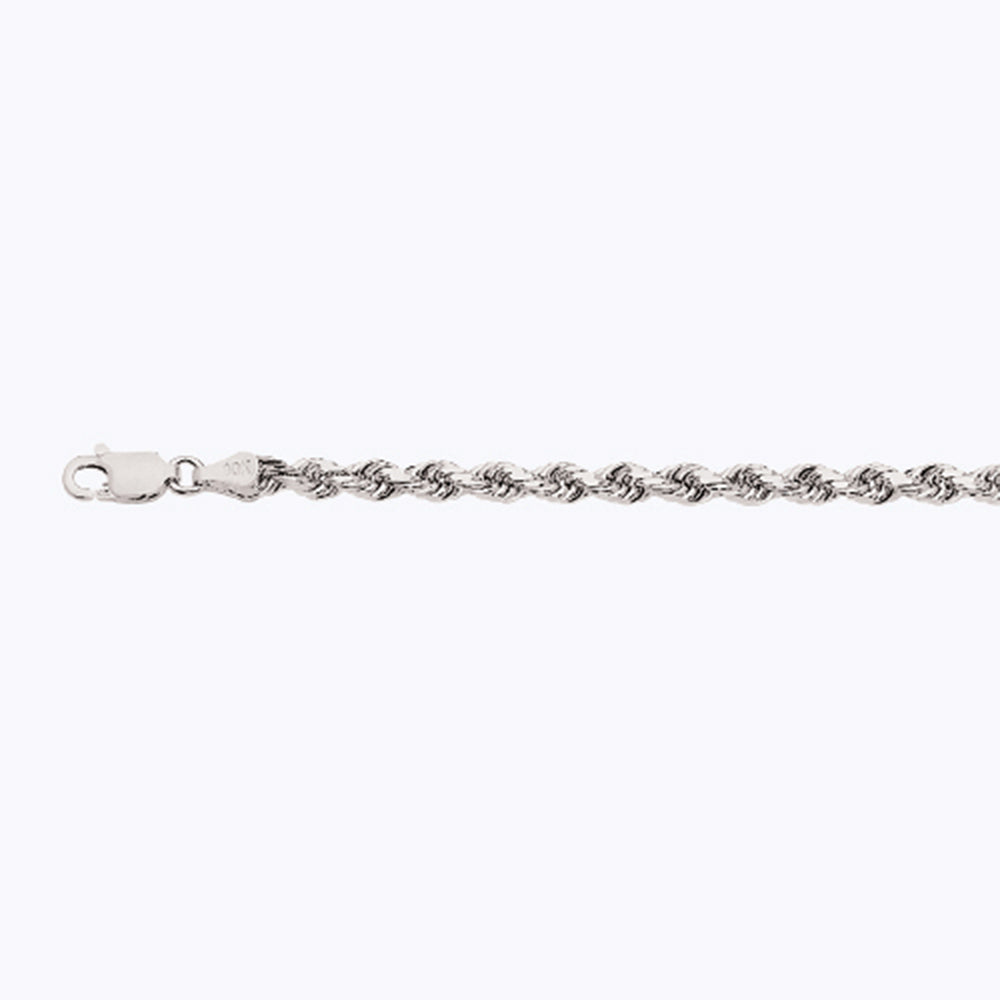 14K 3.5MM WHITE GOLD SOLID DC ROPE 16" CHAIN NECKLACE (AVAILABLE IN LENGTHS 7" - 30")