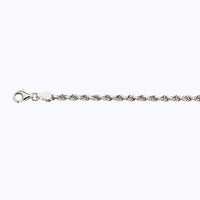 14K 3MM WHITE GOLD SOLID DC ROPE 20" CHAIN NECKLACE (AVAILABLE IN LENGTHS 7" - 30")