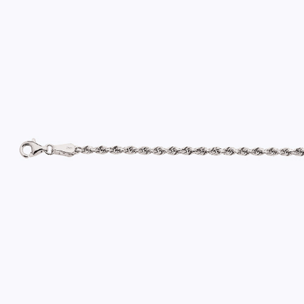 10K 2.5MM WHITE GOLD SOLID DC ROPE 24" CHAIN NECKLACE (AVAILABLE IN LENGTHS 7" - 30")