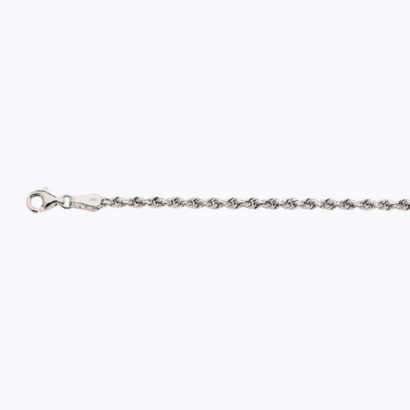 14K 2.5MM WHITE GOLD SOLID DC ROPE 22" CHAIN NECKLACE (AVAILABLE IN LENGTHS 7" - 30")