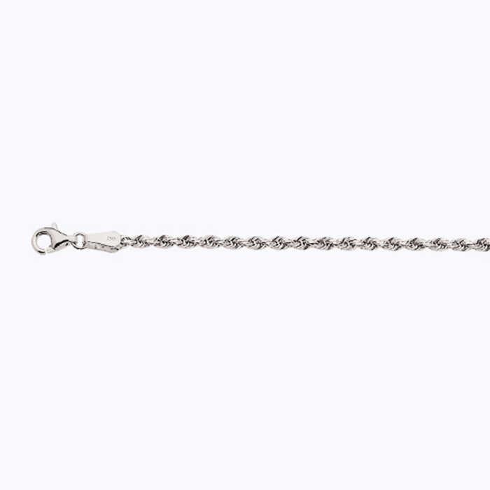 14K 2.5MM WHITE GOLD SOLID DC ROPE 18" CHAIN NECKLACE (AVAILABLE IN LENGTHS 7" - 30")