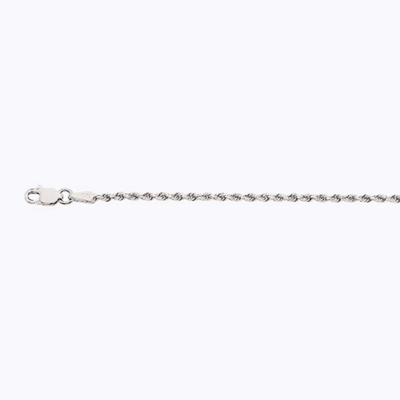 10K 2MM WHITE GOLD SOLID DC ROPE 18" CHAIN NECKLACE (AVAILABLE IN LENGTHS 7" - 30")