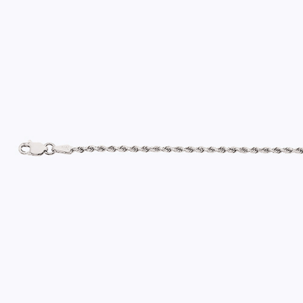 14K 2MM WHITE GOLD SOLID DC ROPE 30" CHAIN NECKLACE (AVAILABLE IN LENGTHS 7" - 30")