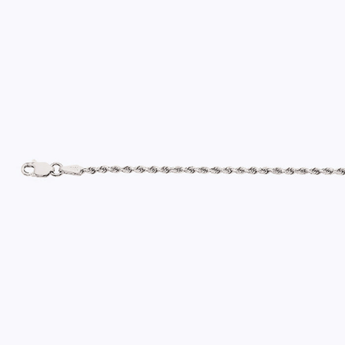 14K 2MM WHITE GOLD SOLID DC ROPE 20" CHAIN NECKLACE (AVAILABLE IN LENGTHS 7" - 30")