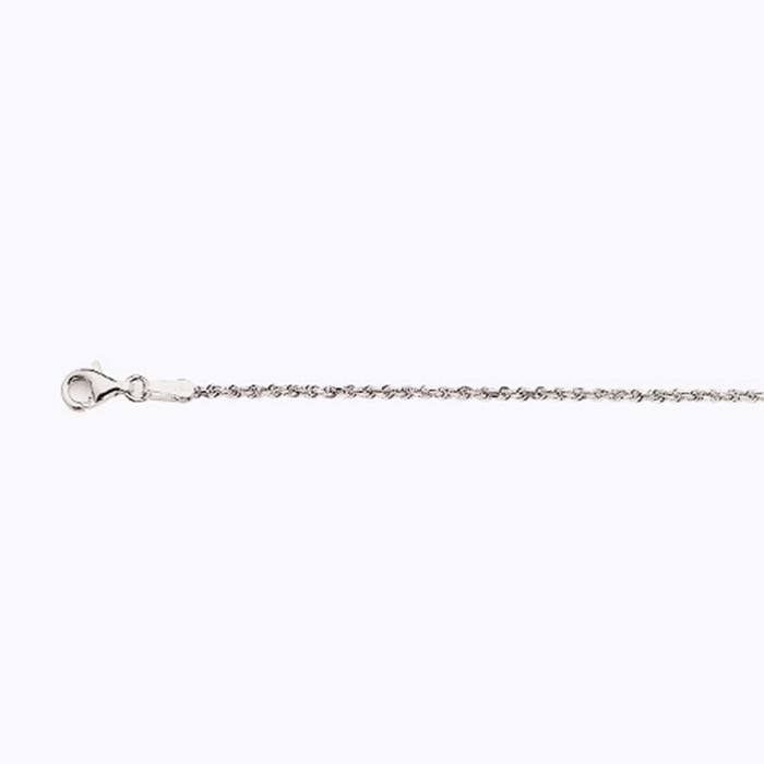 10K 1.5MM WHITE GOLD SOLID DC ROPE 8" CHAIN BRACELET (AVAILABLE IN LENGTHS 7" - 30")