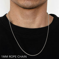 14K 1MM WHITE GOLD SOLID DC ROPE 26" CHAIN NECKLACE (AVAILABLE IN LENGTHS 7" - 30")