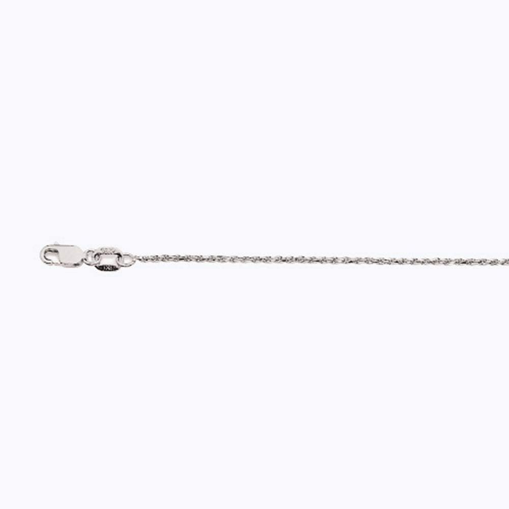 14K 1MM WHITE GOLD SOLID DC ROPE 9" CHAIN BRACELET (AVAILABLE IN LENGTHS 7" - 30")