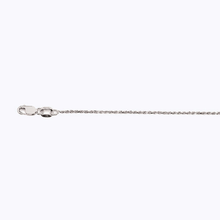 14K 1MM WHITE GOLD SOLID DC ROPE 7.5" CHAIN BRACELET (AVAILABLE IN LENGTHS 7" - 30")