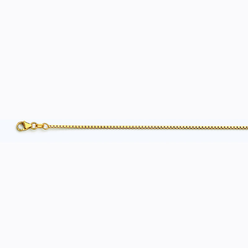 14K YELLOW GOLD BOX 078 GAUGE 20" CHAIN NECKLACE (AVAILABLE IN LENGTHS 7" - 30")