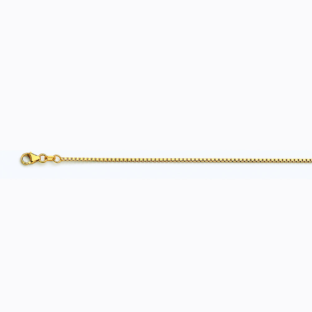 14K YELLOW GOLD BOX 078 GAUGE 18" CHAIN NECKLACE (AVAILABLE IN LENGTHS 7" - 30")
