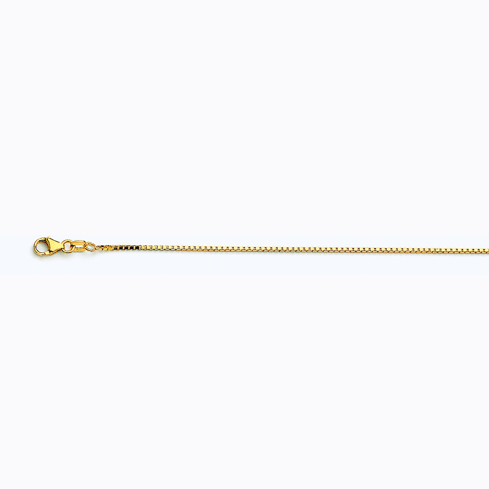 14K YELLOW GOLD BOX 068 GAUGE 18" CHAIN NECKLACE (AVAILABLE IN LENGTHS 7" - 30")