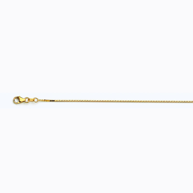 14K YELLOW GOLD BOX 058 GAUGE 22" CHAIN NECKLACE (AVAILABLE IN LENGTHS 7" - 30")