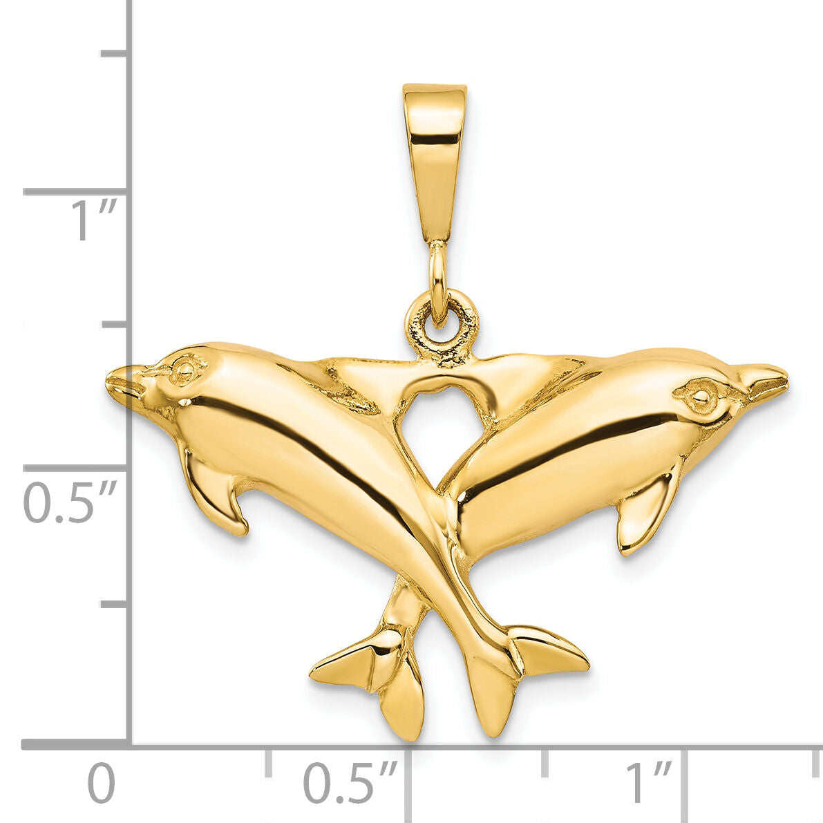 10k Solid Polished Twin Dolphins Charm-10C523
