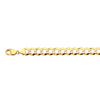 14K 12MM YELLOW GOLD SOLID PAVE CURB 18" CHAIN NECKLACE (AVAILABLE IN LENGTHS 7" - 30")