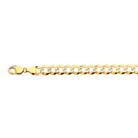 14K 11MM YELLOW GOLD SOLID PAVE CURB 16" CHAIN NECKLACE (AVAILABLE IN LENGTHS 7" - 30")