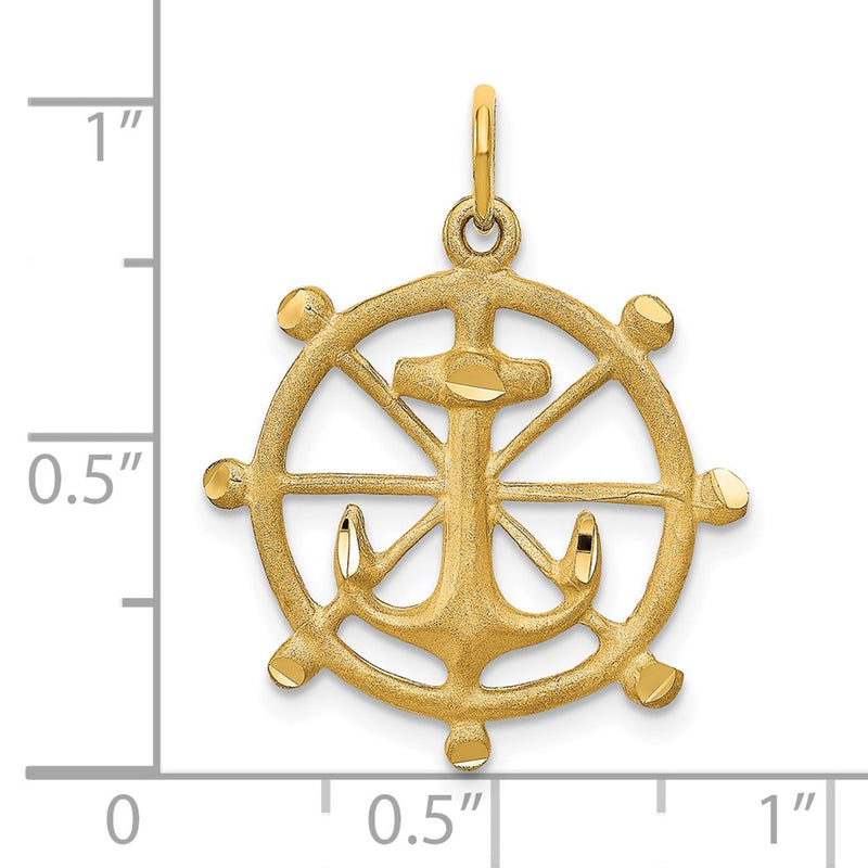 10k Anchor in a Wheel Charm-10C562