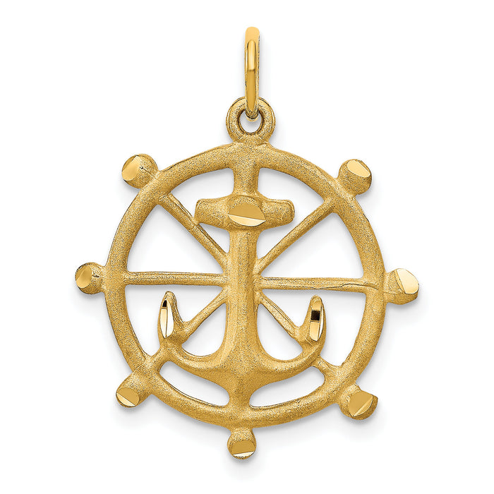 10k Anchor in a Wheel Charm-10C562