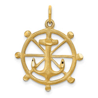 10k Anchor in a Wheel Charm-10C562