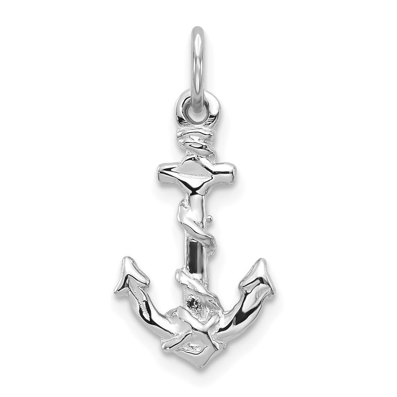 10k White Gold Anchor Pendant-10C563W