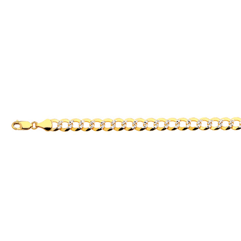 14K 8MM YELLOW GOLD SOLID PAVE CURB 26" CHAIN NECKLACE (AVAILABLE IN LENGTHS 7" - 30")