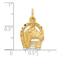 10k Solid Diamond-cut Horsehead in Horseshoe Charm-10C572