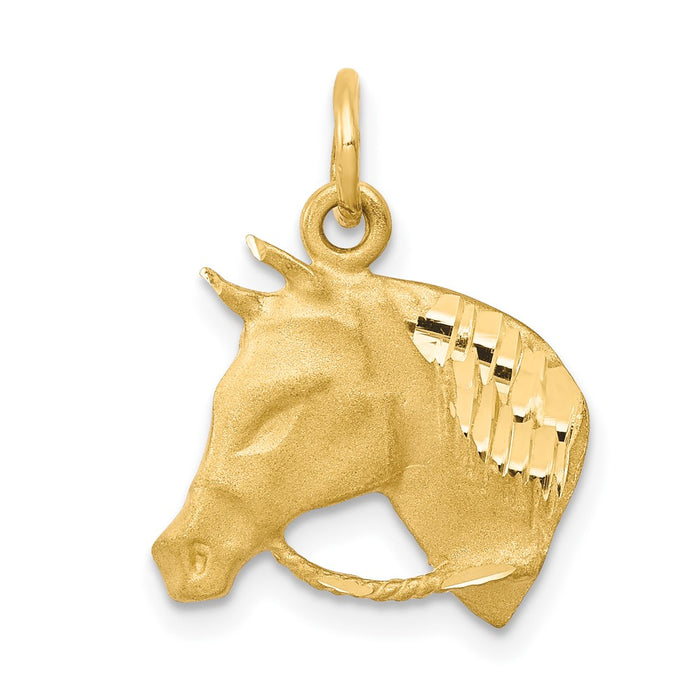 10k Solid Satin Horsehead with Reins Charm-10C573