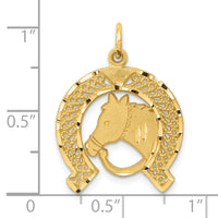 10k Solid Flat-Backed Horsehead in Horseshoe Charm-10C575