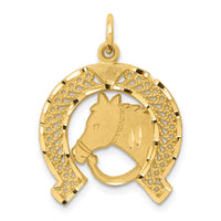 10k Solid Flat-Backed Horsehead in Horseshoe Charm-10C575