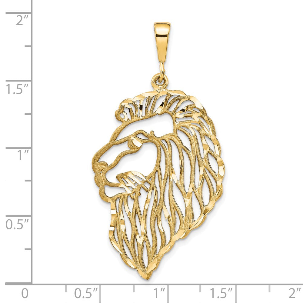 10k Solid Diamond-cut Lions Head Charm-10C579