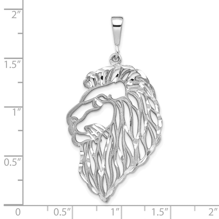 10k White Gold Solid Diamond-cut Lions Head Charm-10C579W