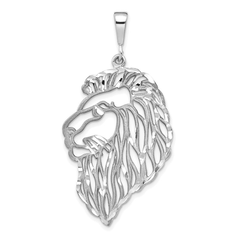 10k White Gold Solid Diamond-cut Lions Head Charm-10C579W