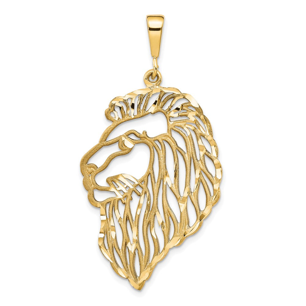 10k Solid Diamond-cut Lions Head Charm-10C579