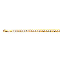 14K 7MM YELLOW GOLD SOLID PAVE CURB 16" CHAIN NECKLACE (AVAILABLE IN LENGTHS 7" - 30")
