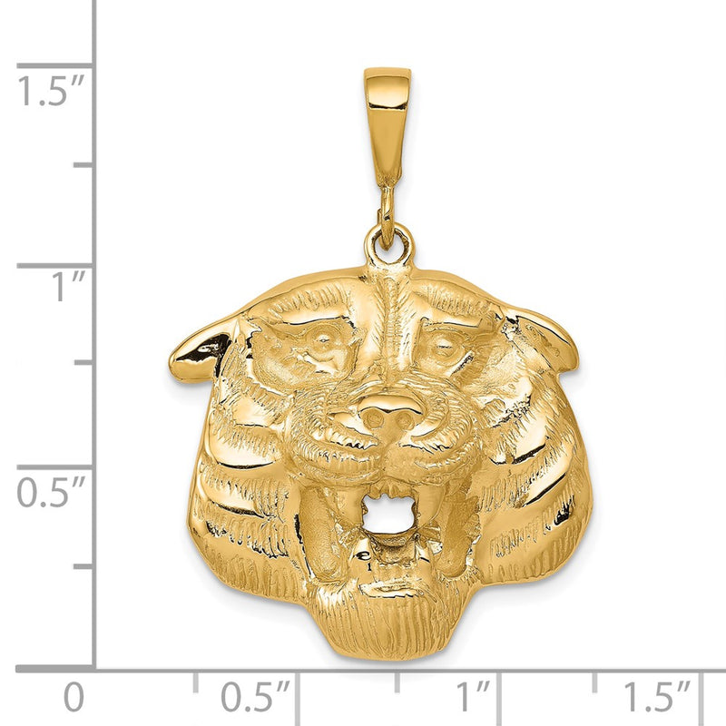 10K Solid Polished Tiger Head Charm-10C587