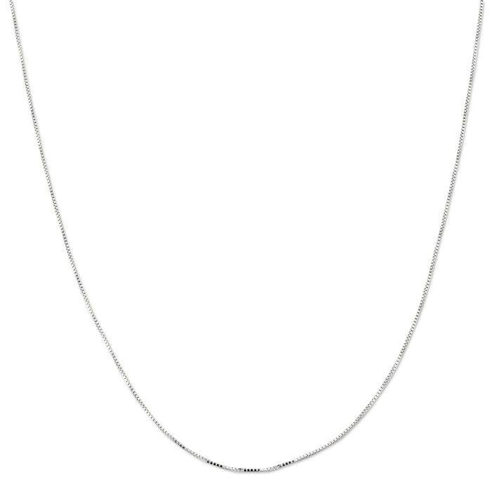 14K WHITE GOLD BOX 068 GAUGE 20" CHAIN NECKLACE (AVAILABLE IN LENGTHS 7" - 30")