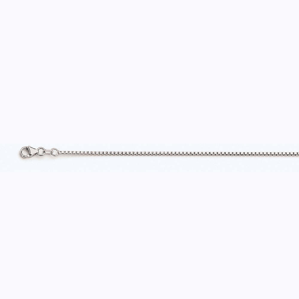 14K WHITE GOLD BOX 078 GAUGE 20" CHAIN NECKLACE (AVAILABLE IN LENGTHS 7" - 30")
