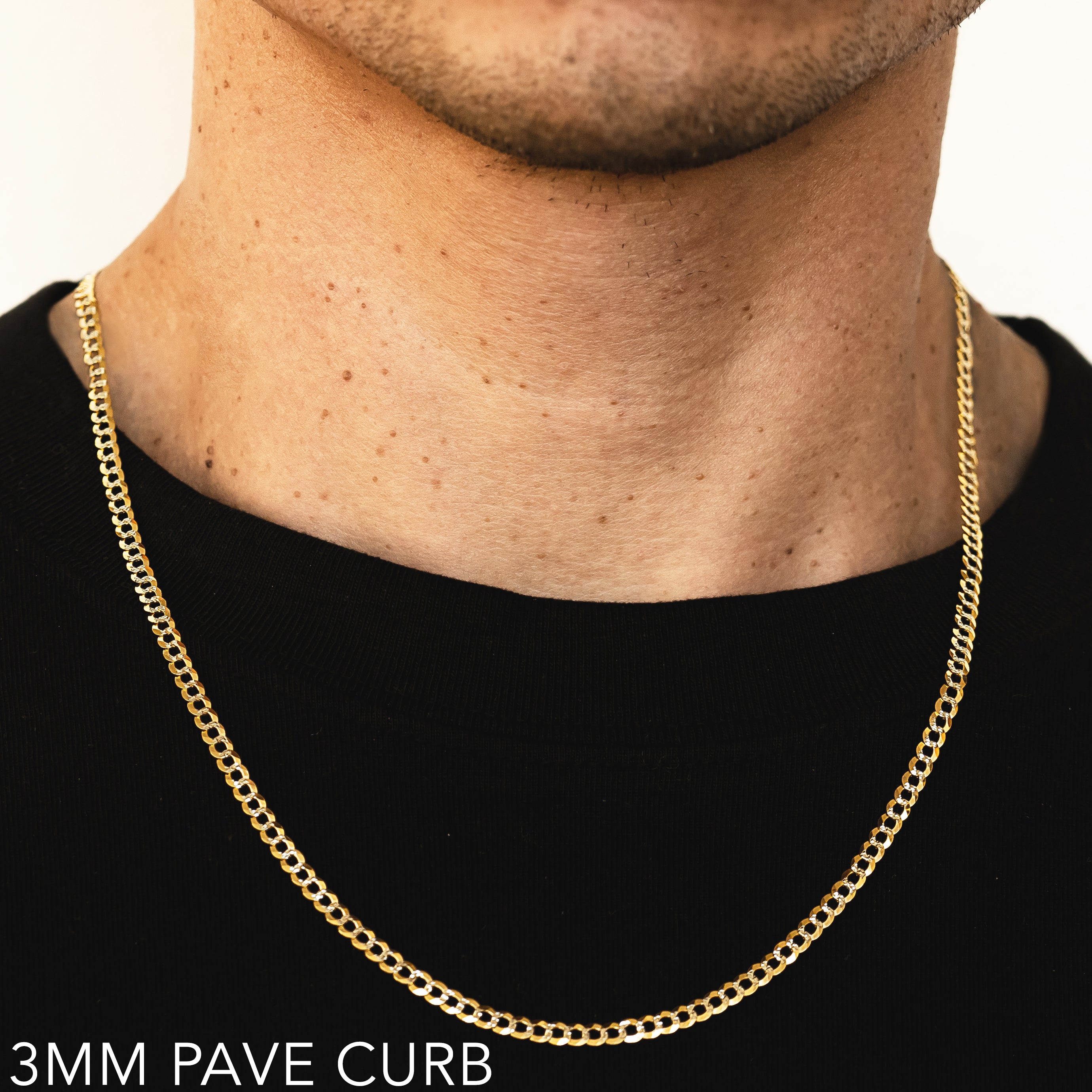 NEIGHBORHOOD ネイバーフッド GOLD PLAIN NECKLACE 14K 3MM YELLOW GOLD SOLID PAVE CURB 22