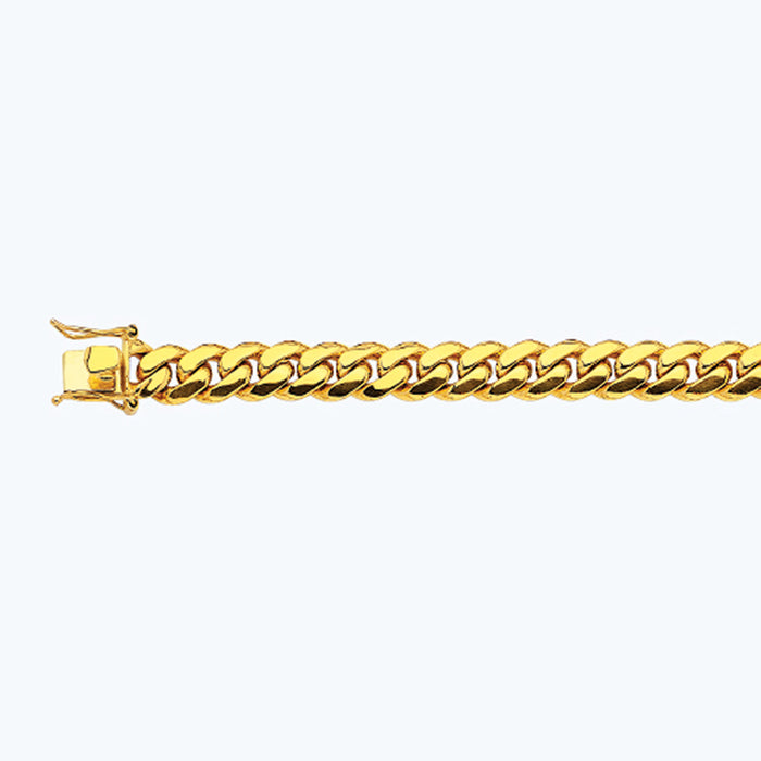 14K 11MM YELLOW GOLD SOLID MIAMI CUBAN 8.5" CHAIN BRACELET (AVAILABLE IN LENGTHS 7" - 30")