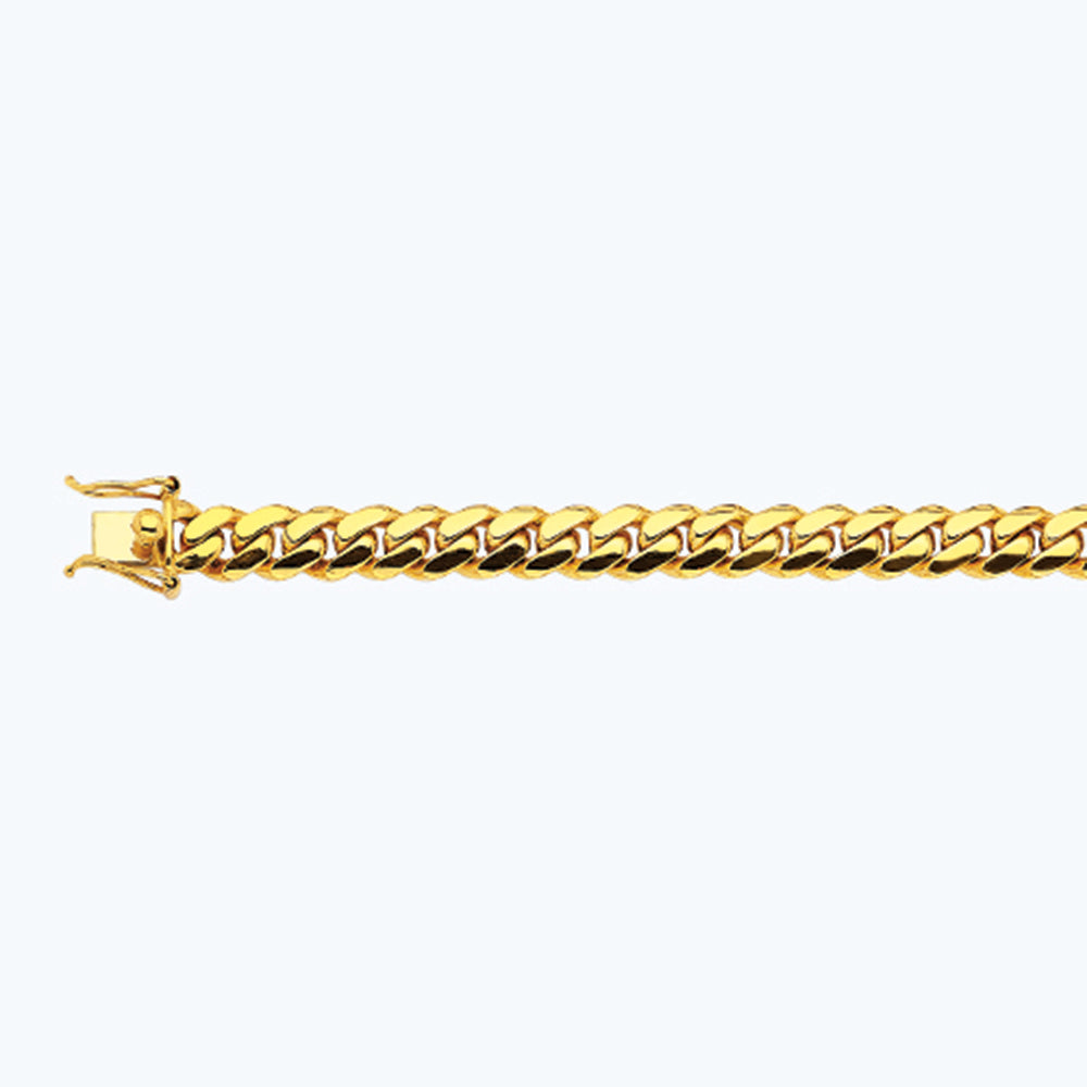 14K 10MM YELLOW GOLD SOLID MIAMI CUBAN 9" CHAIN BRACELET (AVAILABLE IN LENGTHS 7" - 30")