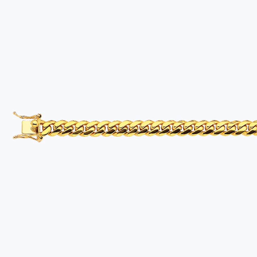 14K 9MM YELLOW GOLD SOLID MIAMI CUBAN 22" CHAIN NECKLACE (AVAILABLE IN LENGTHS 7" - 30")