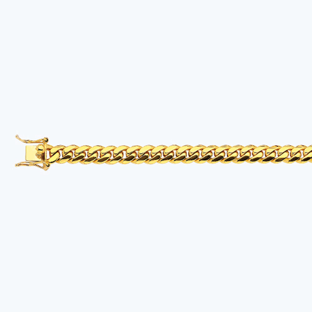 10K 8MM YELLOW GOLD SOLID MIAMI CUBAN 7.5" CHAIN BRACELET (AVAILABLE IN LENGTHS 7" - 30")