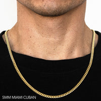 10K 5MM YELLOW GOLD SOLID MIAMI CUBAN 30" CHAIN NECKLACE (AVAILABLE IN LENGTHS 7" - 30")