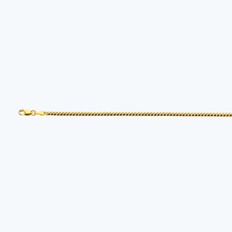 14K 2.5MM YELLOW GOLD SOLID MIAMI CUBAN 16" CHAIN NECKLACE (AVAILABLE IN LENGTHS 7" - 30")