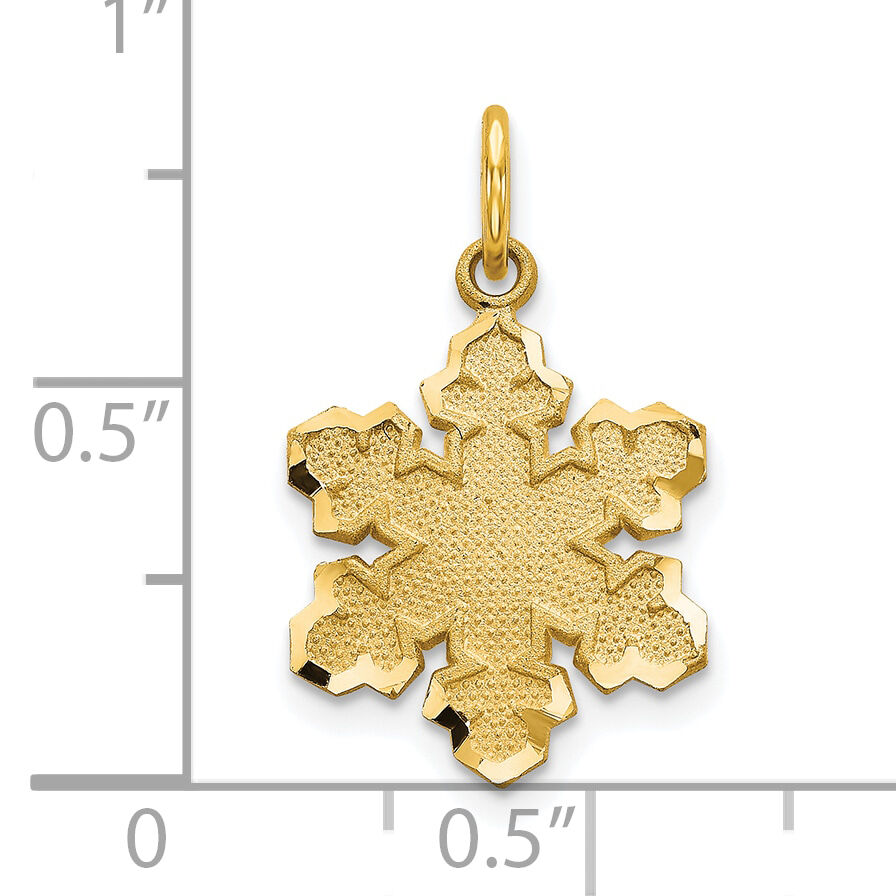 10k Solid Satin Snowflake Charm-10C731