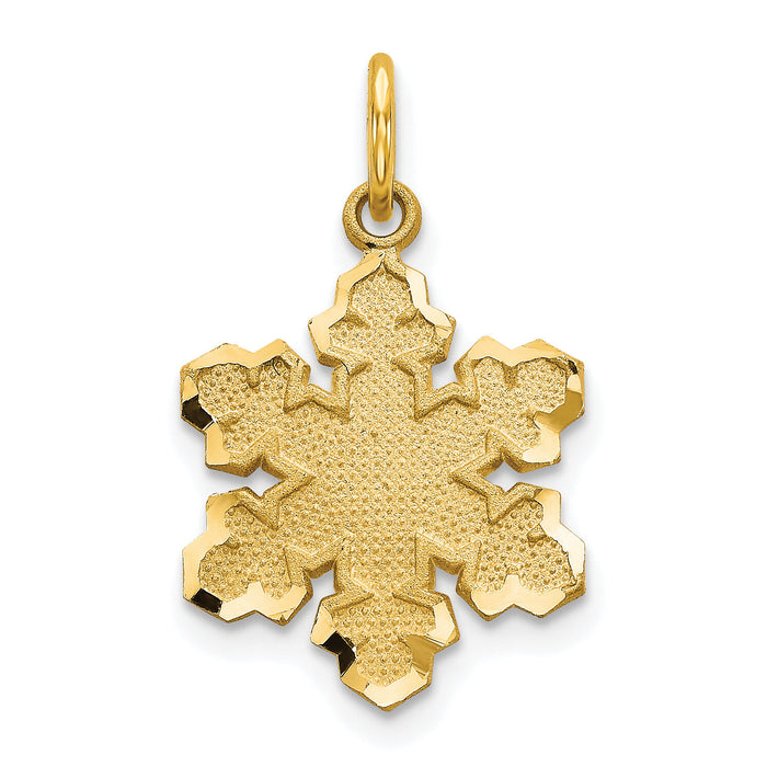 10k Solid Satin Snowflake Charm-10C731