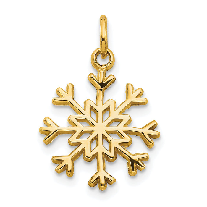 10k Solid Polished Snowflake Charm-10C732