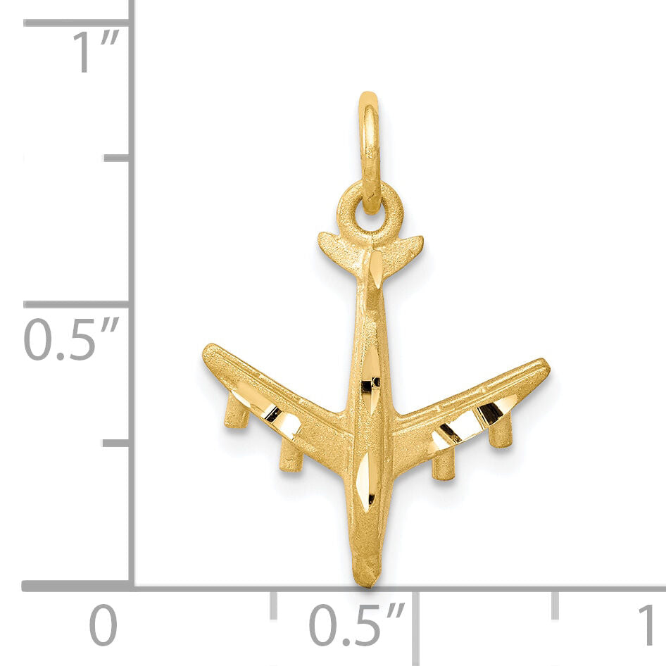10k Solid Satin Airplane Charm-10C748