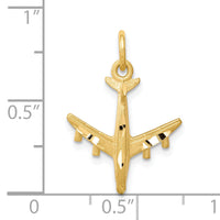 10k Solid Satin Airplane Charm-10C748