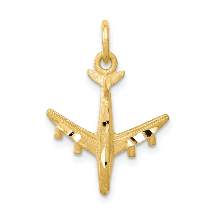 10k Solid Satin Airplane Charm-10C748